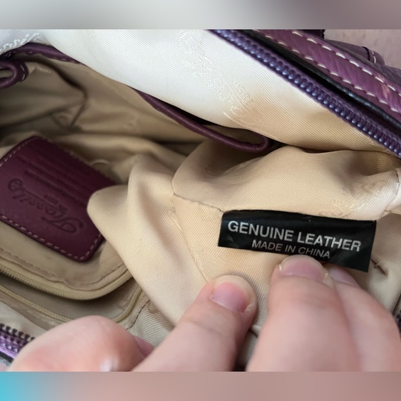 Fossil Y2K Pebbled Genuine Leather Purple Sz M Handbag - Picture 8 of 11